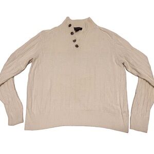 Brooks Brothers White Button-Up Sweater